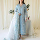 QLR Embroidered Sky Blue Luxury lawn Dress