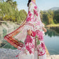 MB Embroidered White & Pink Luxury Lawn Dress -025