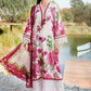 MB Embroidered White & Pink Luxury Lawn Dress -025