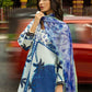 Msq Embroidered Blue & white Luxury Lawn Dress