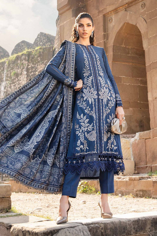 MP Embroidered Royal Blue Luxury Lawn Dress