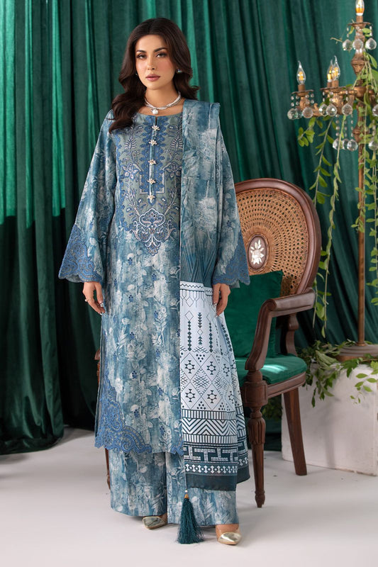 IMR Embroidered Blue Luxury Lawn Dress