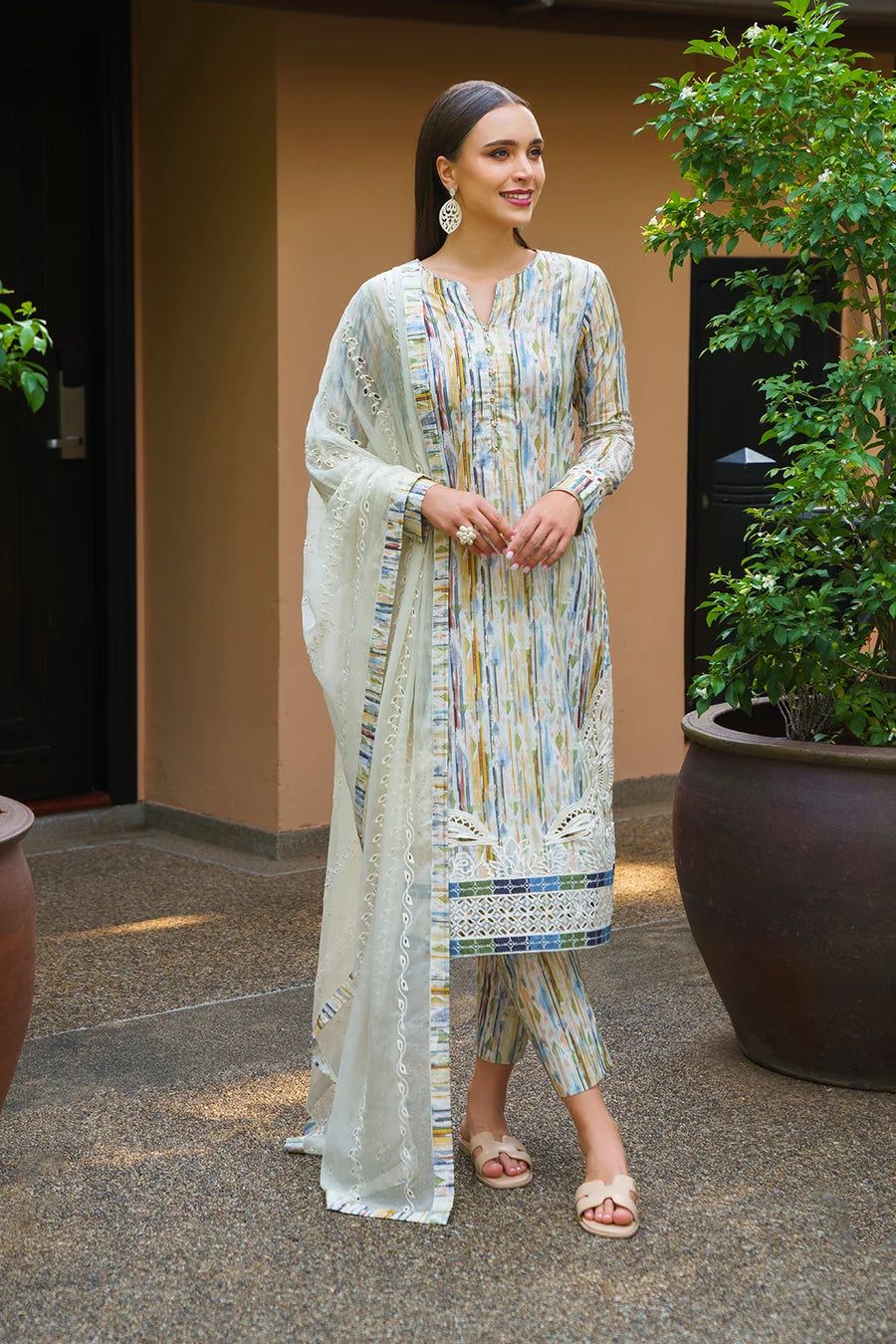 IZK Embroidered Multi Lining Luxury Lawn Dress
