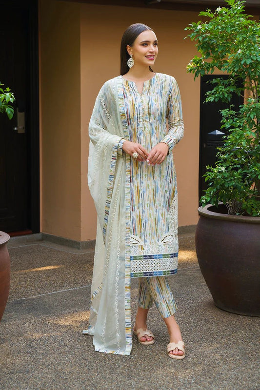 IZK Embroidered Multi Lining Luxury Lawn Dress