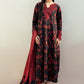 BRQ Embroidered Black & Red Luxury Lawn Dress