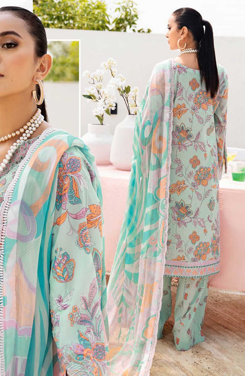 RM Embroidered Sea Green Luxury Lawn Dress
