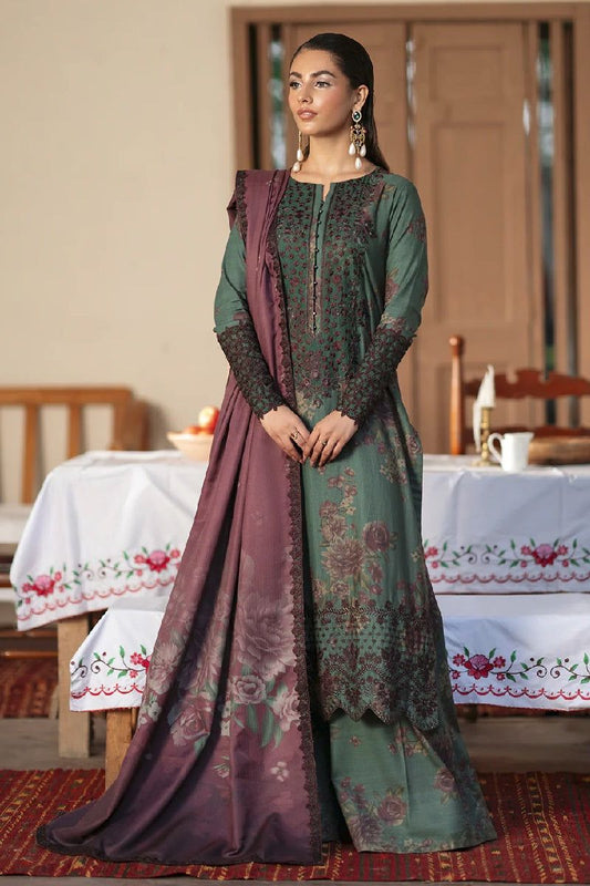 IZK Embroidered Dark Green Chikankari Luxury Lawn Dress