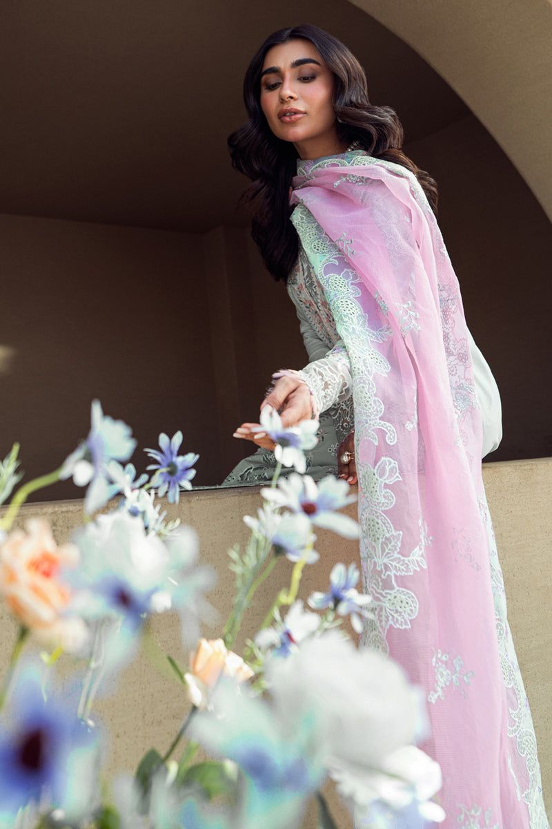QLR Embroidered Sea Green Luxury Chikankari Lawn Dress