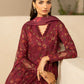 IZK Embroidered Maroon Luxury Lawn Chikankari Dress