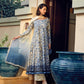 FS Embroidered Cream & Blue Luxury Lawn Frock