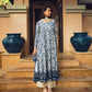 FS Embroidered Cream & Blue Luxury Lawn Frock
