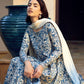 FS Embroidered Cream & Blue Luxury Lawn Frock