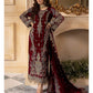 CHZ Embroidered Maroon Luxury Chiffon Dress