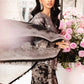 MB Embroidered Black & White Luxury lawn Dress