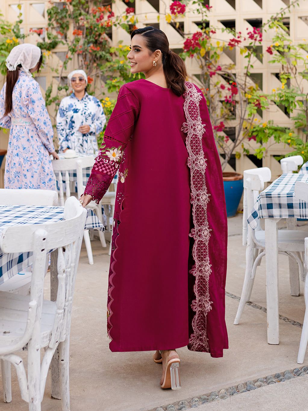 Parishay Embroidered Maroon Luxury Lawn Chikanakri Dress