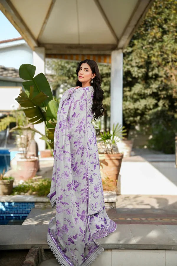 ANL Embroidered Purple Luxury Lawn Dress