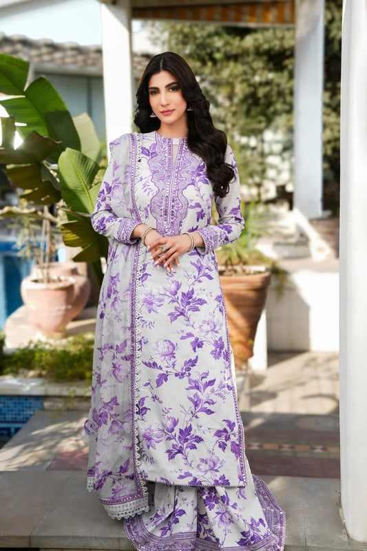 ANL Embroidered Purple Luxury Lawn Dress
