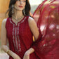NSA Embroidered Red Luxury lawn Chikankari Dress