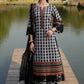 CHZ Embroidered Black & Grey Polka Luxury Lawn Dress