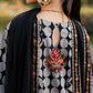 CHZ Embroidered Black & Grey Polka Luxury Lawn Dress
