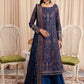 IZK Embroidered Navy Blue Luxury Organza Dress