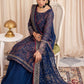 IZK Embroidered Navy Blue Luxury Organza Dress