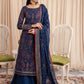 IZK Embroidered Navy Blue Luxury Organza Dress