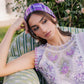 Parishay Chickenkari Printed Purple Luxruy Swiss Lawn Dress