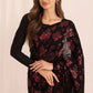 JZM Embroidered Black & Red Luxury Chiffon Saree