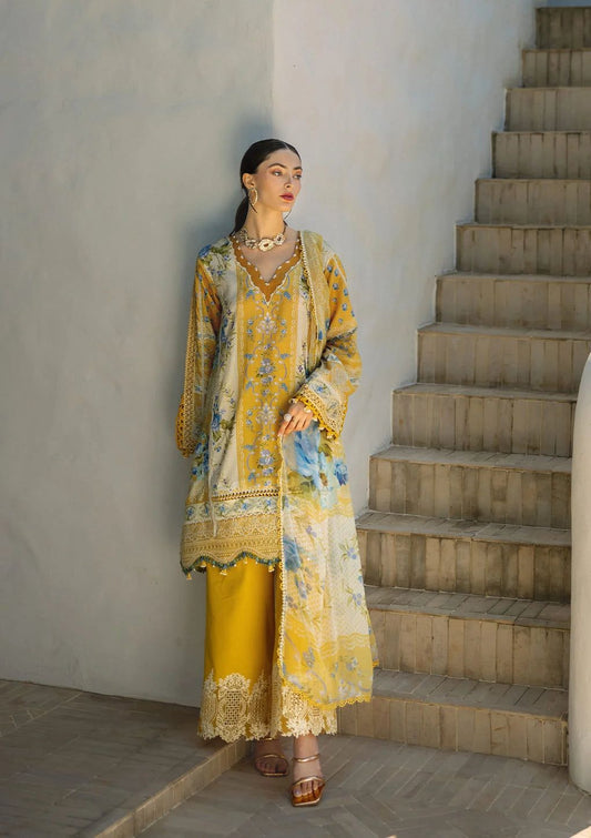 ELF Embroidered Yellow Luxury Lawn Dress