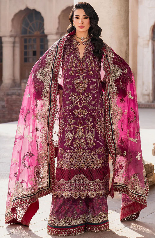 IZK Embroidered Purple Luxury Chiffon lehenga