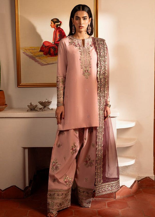 sheenora Embroidered Tea Pink  Luxury Cotton silk Dress