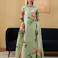 LSR Embroidered Pista Luxury Silk Dress