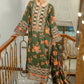 ANL Embroidered Green Luxury Silk Dress