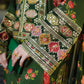 ANL Embroidered Green Luxury Silk Dress