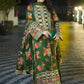 ANL Embroidered Green Luxury Silk Dress