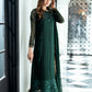AZU Embroidered Dark Green Luxury Chiffon Dress