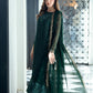 AZU Embroidered Dark Green Luxury Chiffon Dress