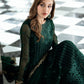 AZU Embroidered Dark Green Luxury Chiffon Dress