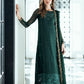 AZU Embroidered Dark Green Luxury Chiffon Dress