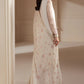 JZM Embroidered Off White Luxury Chiffon Dress