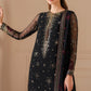 JZM Embroidered Black Luxury Chiffon Dress