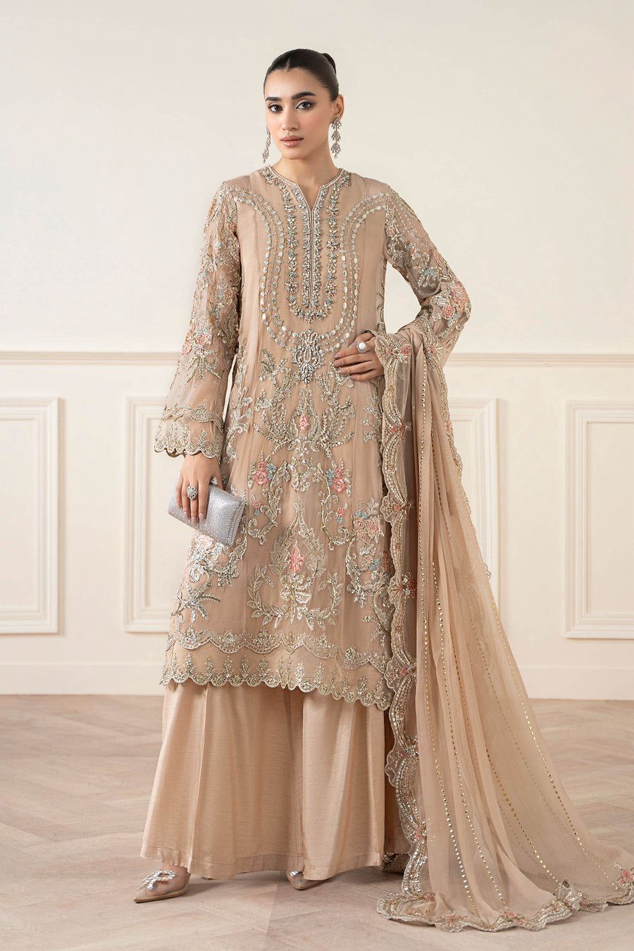 MB Embroidered Skin Luxury Chiffon Dress