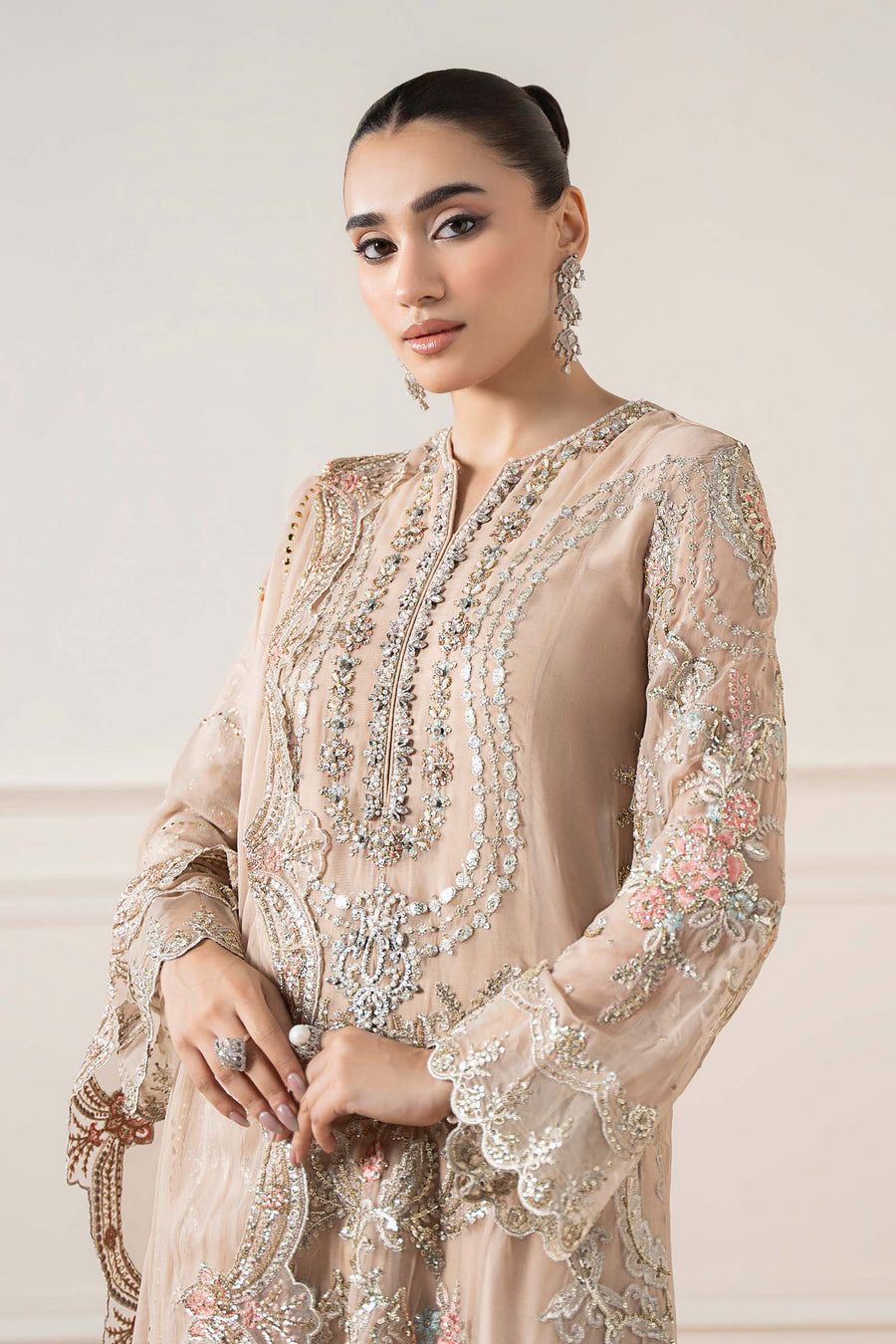 MB Embroidered Skin Luxury Chiffon Dress