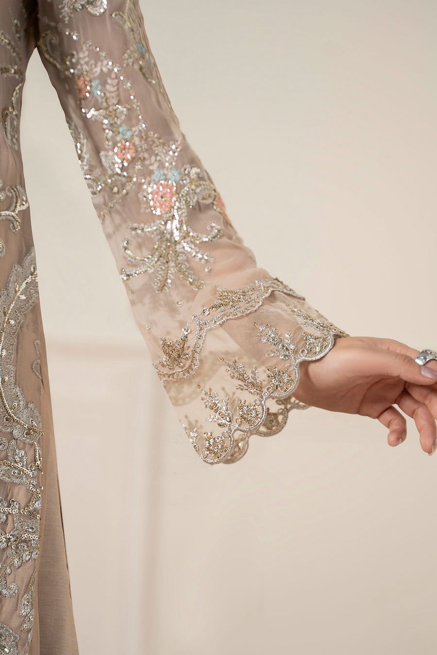 MB Embroidered Skin Luxury Chiffon Dress