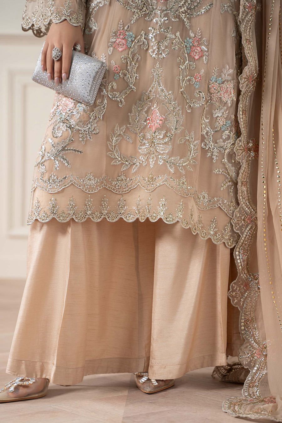 MB Embroidered Skin Luxury Chiffon Dress