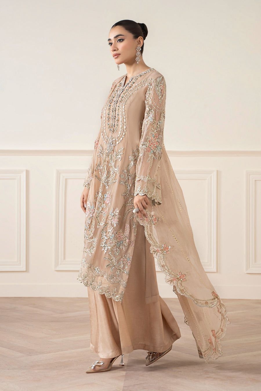 MB Embroidered Skin Luxury Chiffon Dress