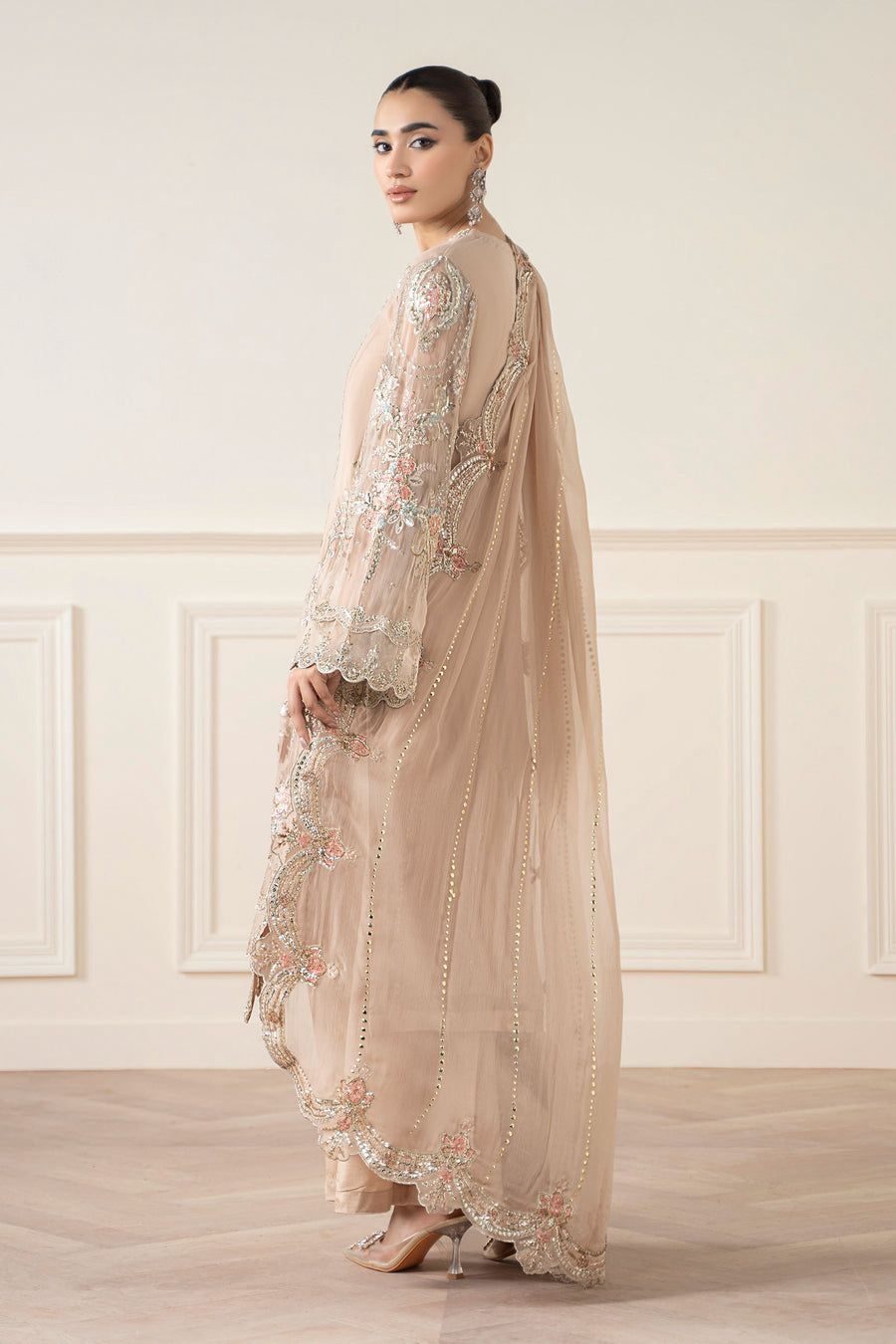 MB Embroidered Skin Luxury Chiffon Dress