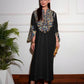 HR Embroidered Black Luxury Raw Silk Dress