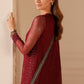 JZM Embroidered Maroon Luxury Chiffon Dress